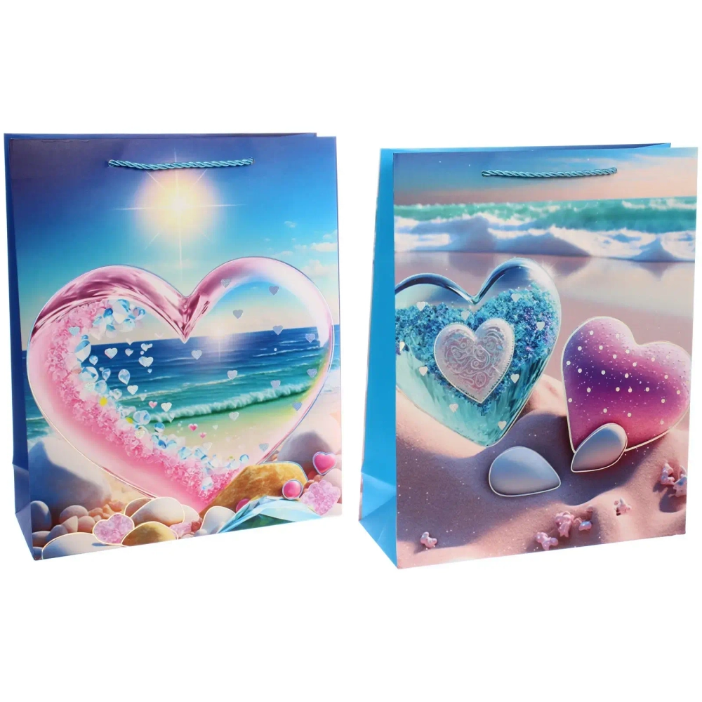 Пакет подарочный «Счастье для двоих» 26*32*10 см, микс