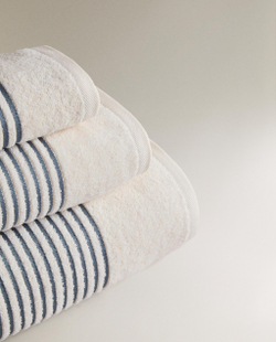 Zara Home Полотенце для лица и рук из хлопка, синий, в полоску · 7549/013