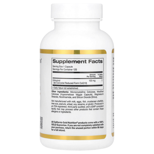 California Gold Nutrition, убихинол, восстановленная форма коэнзима Q10, 100 мг, 120 растительных капсул