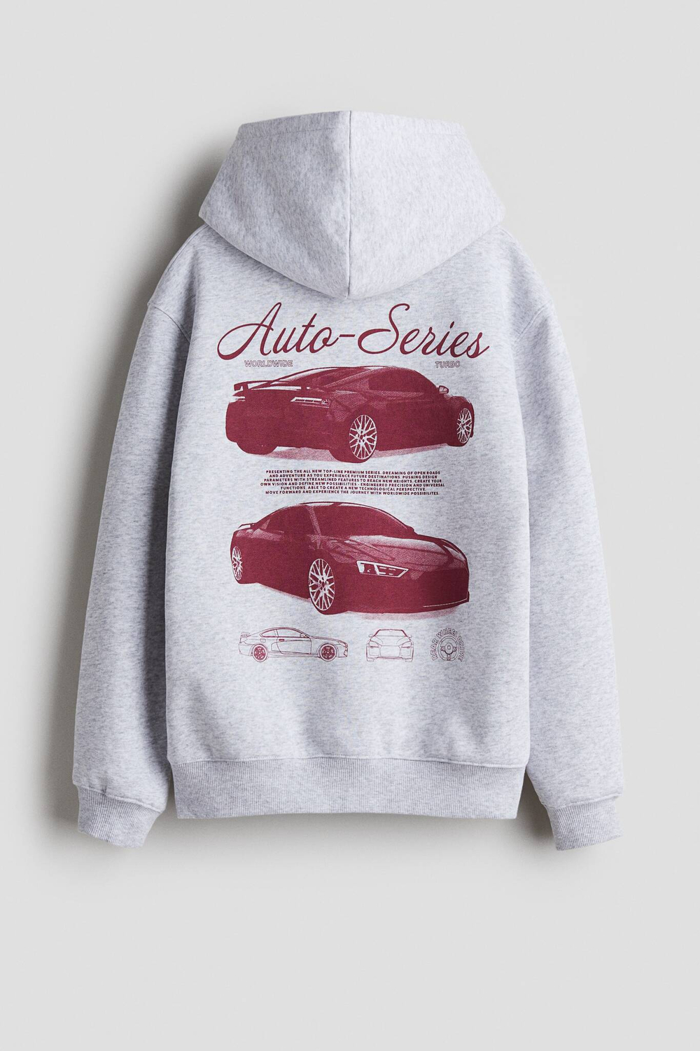 H&M Толстовка с капюшоном и принтом, серый меланж