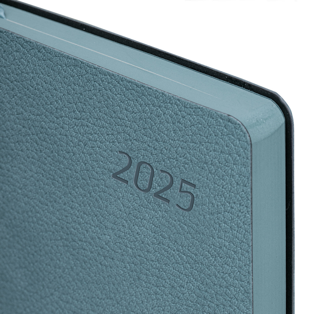 Ежедневник датированный 2025 А5 138x213 мм BRAUBERG "Stylish" под кожу гибкий серо-светло-синий (2 штуки в упаковке)