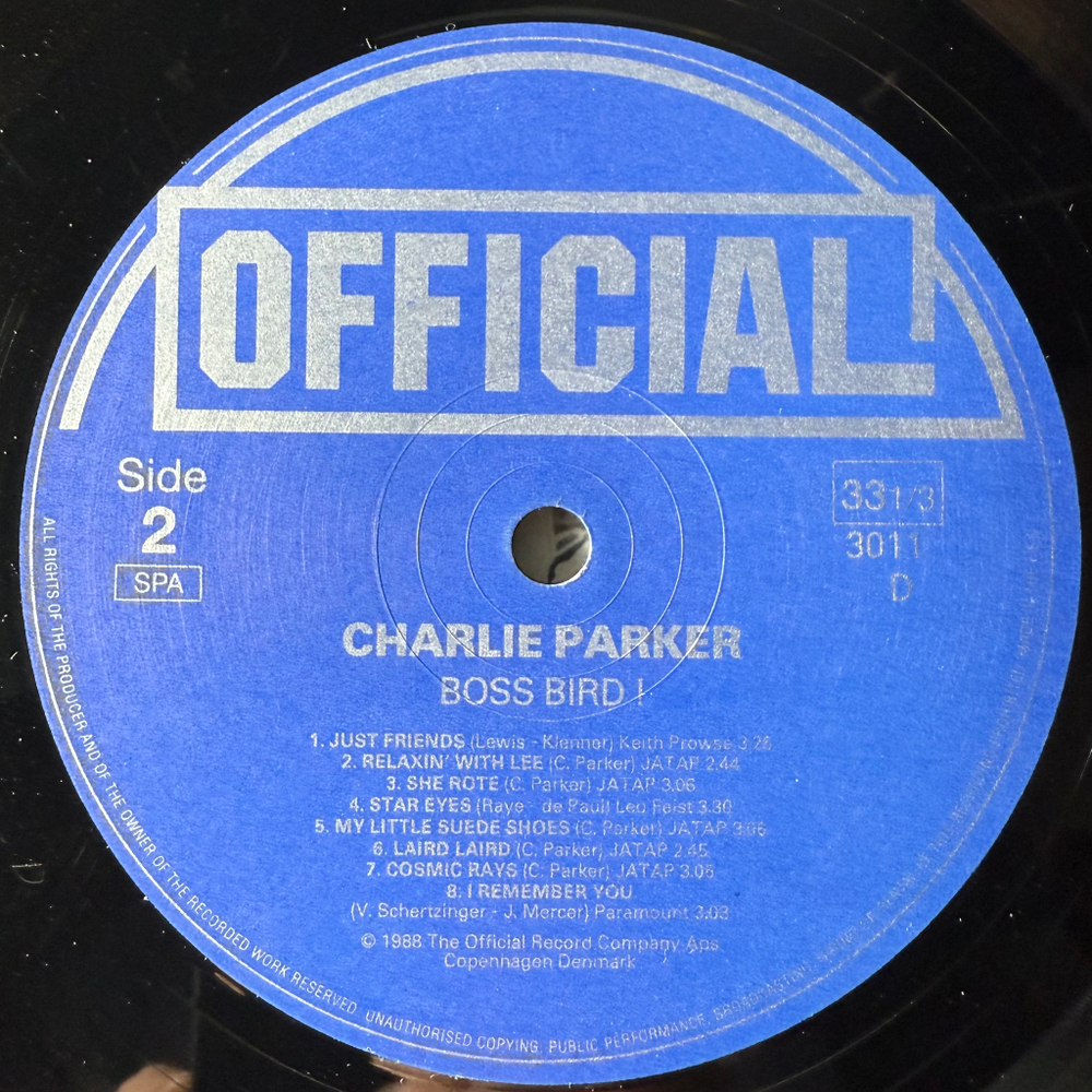 Charlie Parker ‎– Boss Bird! 2LP (Дания 1988г.)