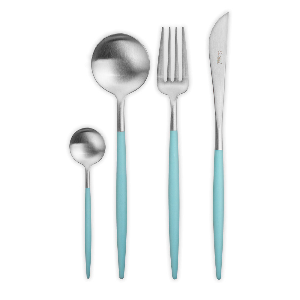 Набор столовых приборов на 6 персон 24 предмета Cutipol Goa matte turquoise в подарочной упаковке