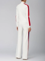 Женский хлопковый спортивный костюм белый с контрастными линиями