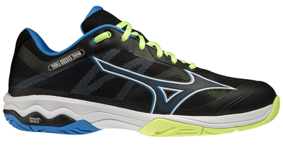 Мужские кроссовки теннисные Mizuno Wave Exceed Light AC - black/neolime/blue