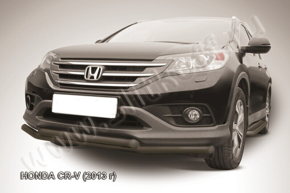 Защита переднего бампера Honda CR-V 2L (2011-2015) d57+d57 черная