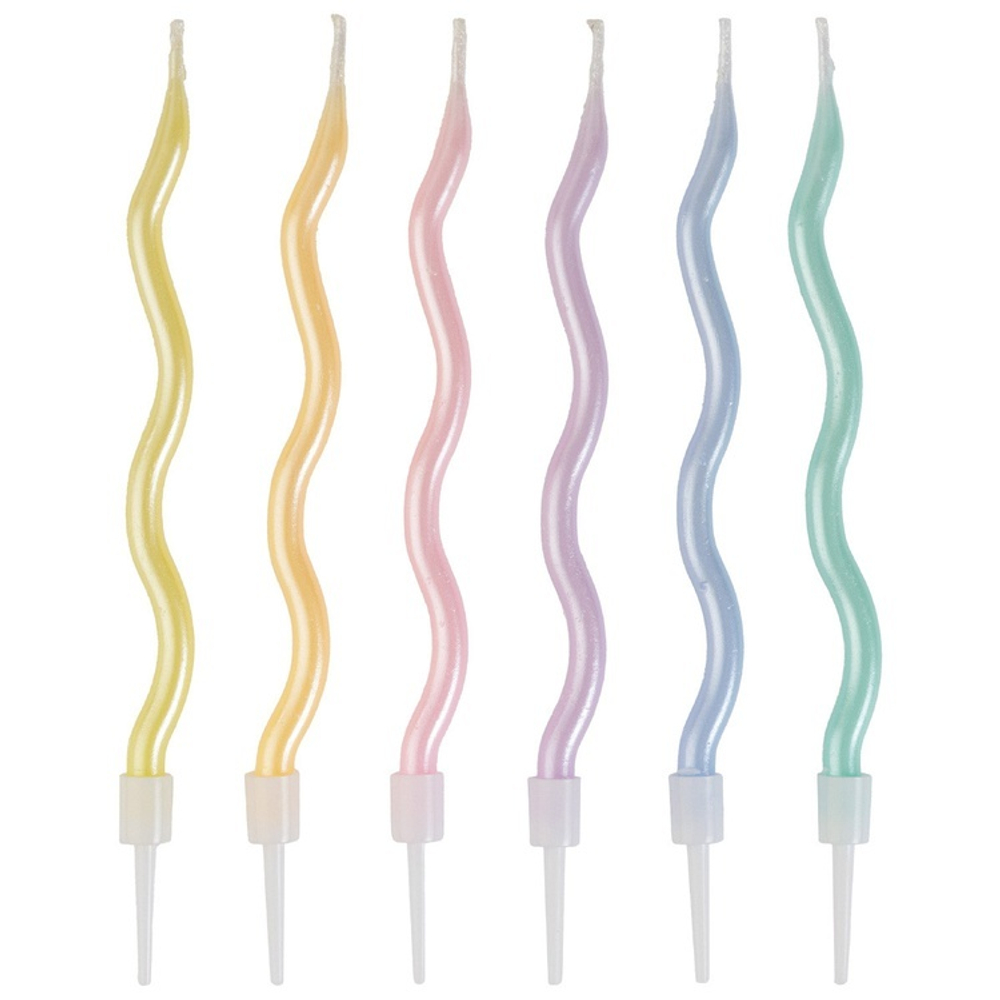 Свечи для торта «Волна» пастель перламутр 12 см, 6 шт