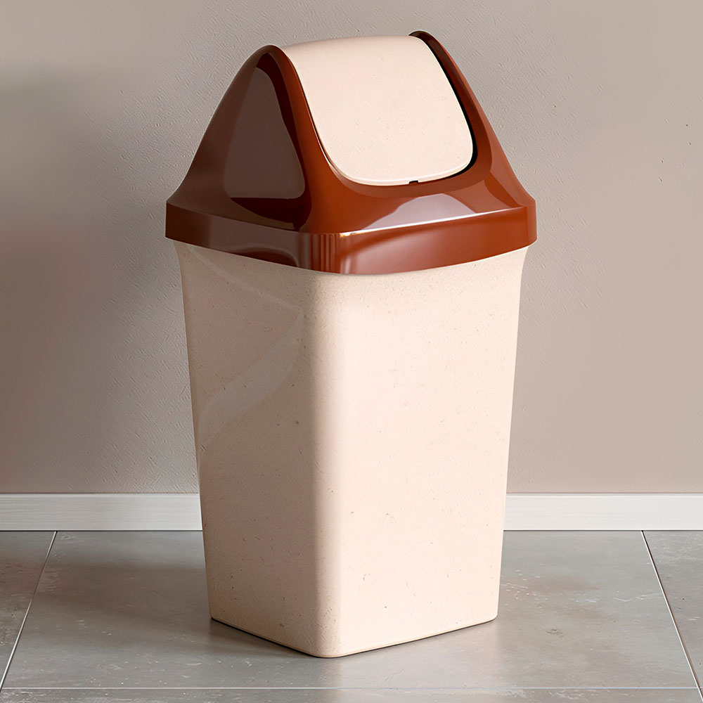 Контейнер для мусора 50л "Свинг", бежевый мрамор