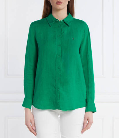 Льняная рубашка Tommy Hilfiger - зеленый(WW0WW42037)