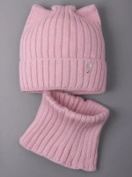 Шапка для девочки осенняя c ушками и снуд