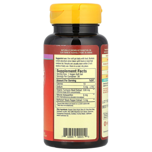Nutrex Hawaii, Turmericastin ™, BioAstin® Hawaiian Astaxanthin®, 30 веганских мягких таблеток