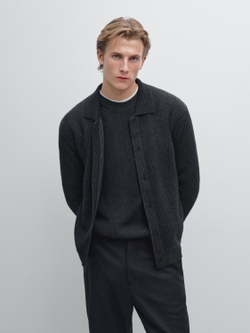 Massimo Dutti Вязаный кардиган, темно-синий