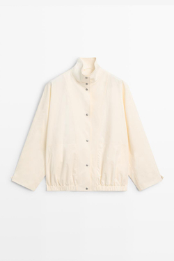 Massimo Dutti Бомбер с кнопками, натуральный/кремовый