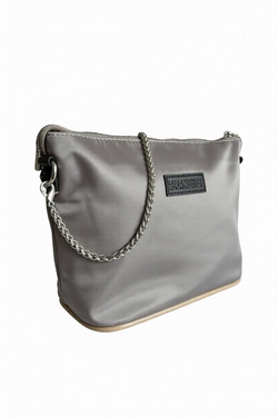 Сумка женская через плечо из нейлона серая QOZA