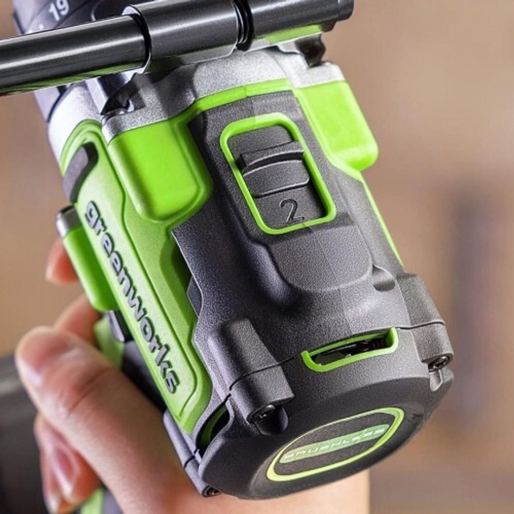 Дрель-шуруповерт аккумуляторная GREENWORKS GD24DD140 ударная, 24V, АКБ 4Ач и ЗУ 3707607CUB