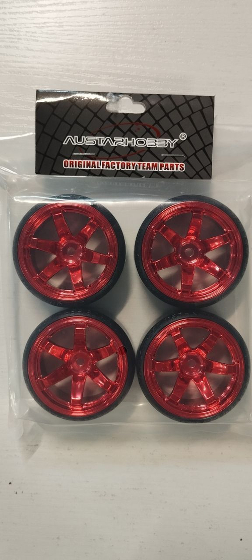 Колеса для дрифта RC моделей 1/10, HSP, HPI, MST, Sakura цвет красный 4шт