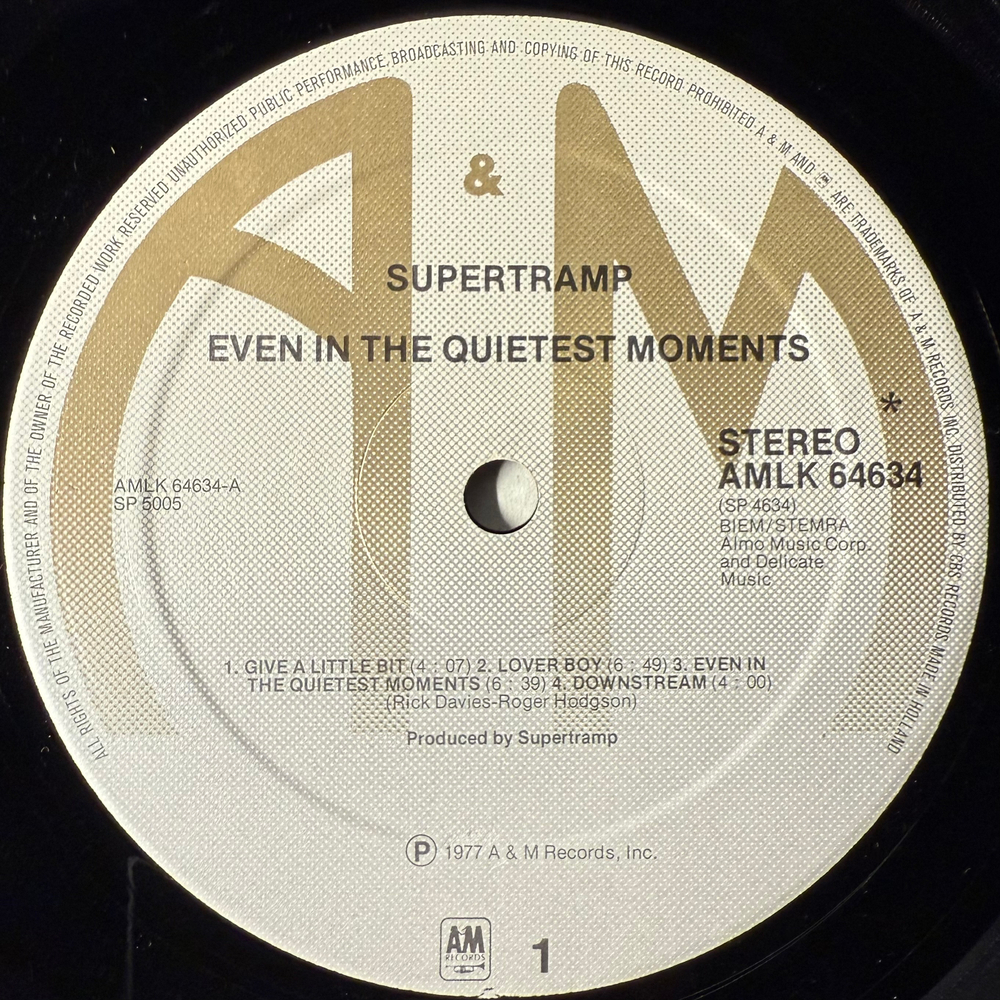 Supertramp ‎– Even In The Quietest Moments (Голландия 1977г.)