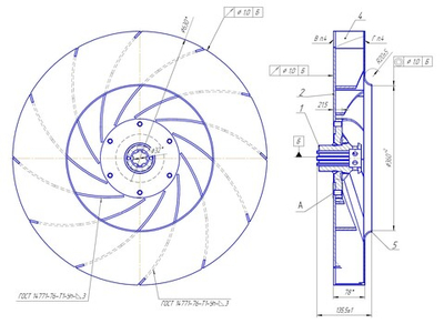 Рабочее колесо дымососа ДН-6.3
