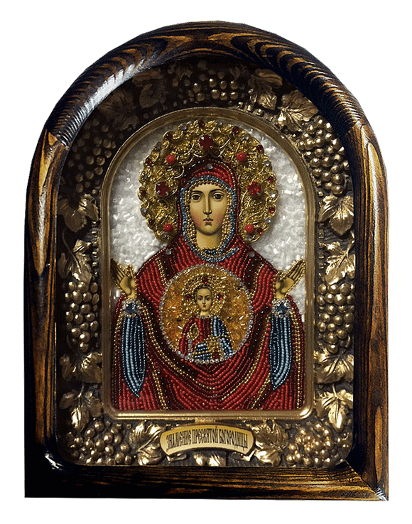 Дивеевская икона Пресвятой Богородицы "Знамение", печать, бисер