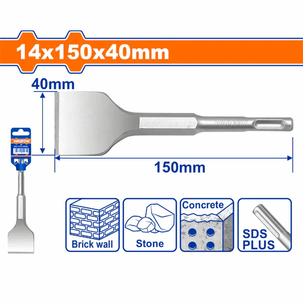 Зубило плоское SDS-Plus WADFOW WGZ21504 14х150х40 мм