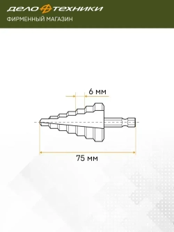 Сверло ступенчатое по металлу Дело Техники с шестигранным хвостовиком 4-20мм, 216020