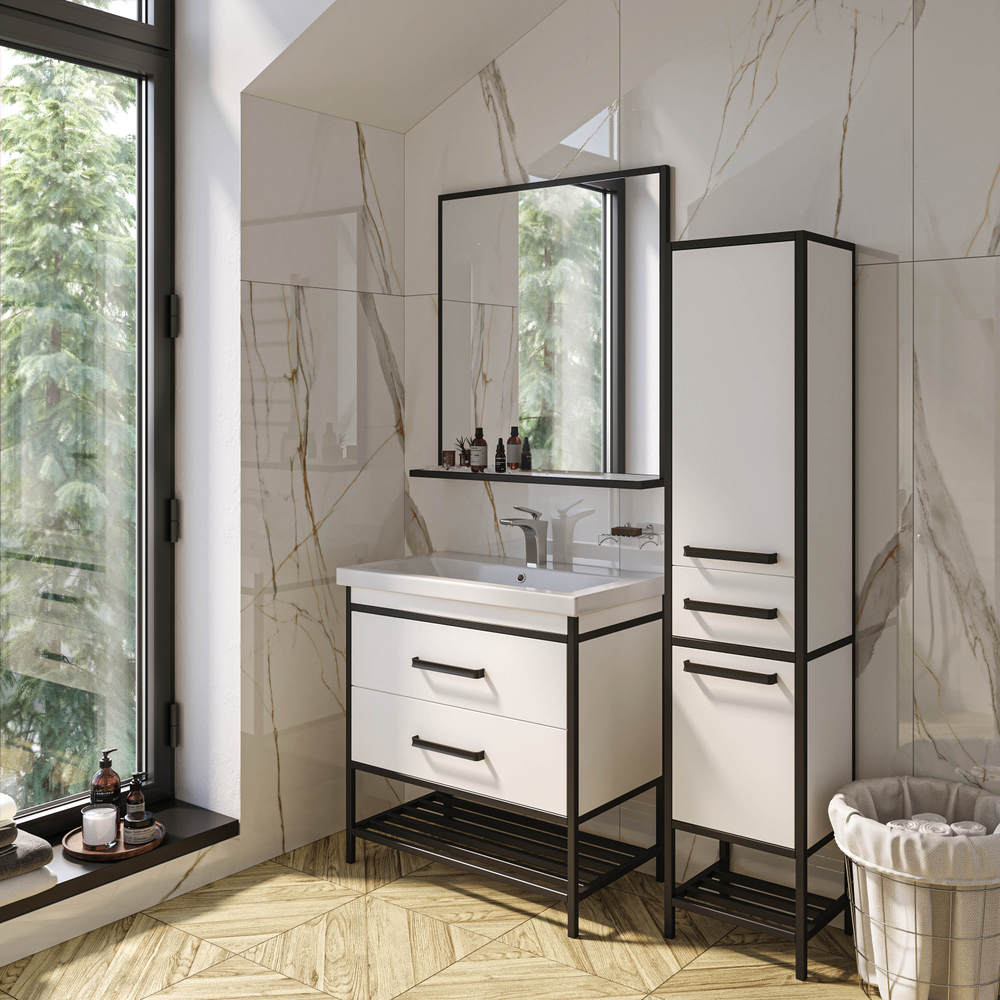 Корзина для белья DIWO Смоленск П16067 40 л, напольная, хром, круглая, металл, текстиль