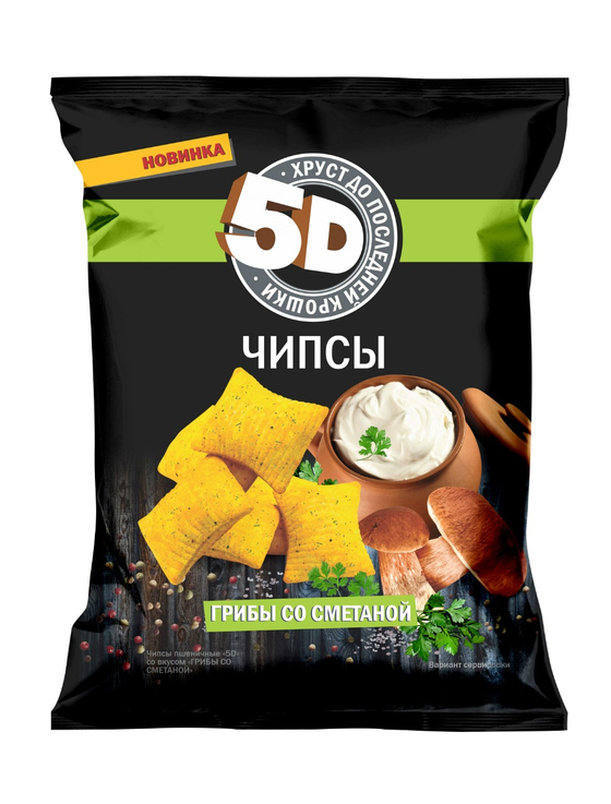 Чипсы "5D" со вкусом грибы со сметаной 90гр*28шт
