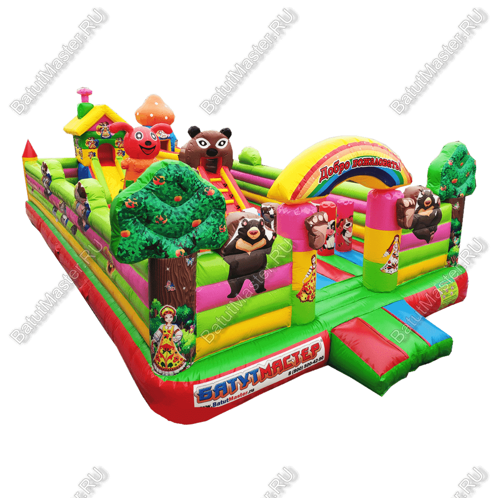 Коммерческий надувной батут "Маша и Миша" 10*6*3 м