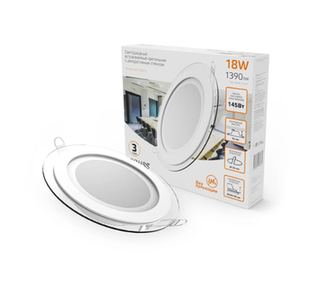 Круглый светильник с декоративным стеклом Gauss 18W 3000K 947111118