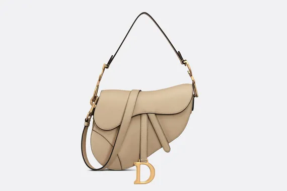 Сумка Dior Saddle с ремнем кремовый