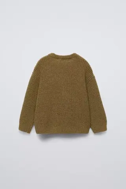 ZARA СВИТЕР ИЗ СМЕСОВОЙ ШЕРСТЯНОЙ ПРЯЖИ, ОЛИВКОВЫЙ