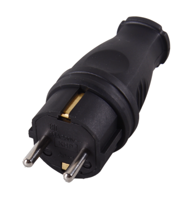 Вилка прямая с/з, каучук IP44 16А 250В Вихрь
