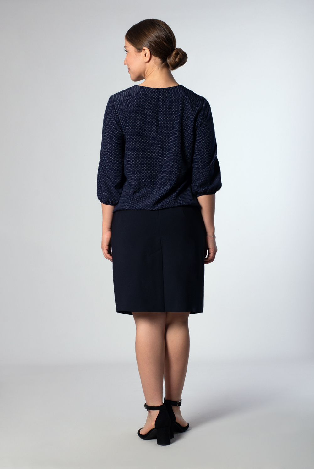 Блузка женская 4194ЛП, т.синий точка #176Тст094194ЛП