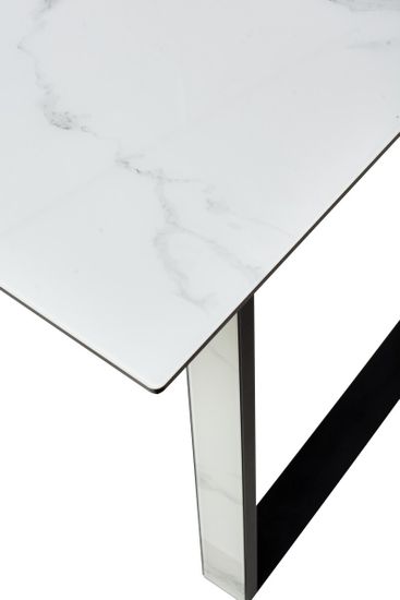 Стол Франк 160 БЕЛЫЙ МРАМОР, стекло / БЕЛЫЙ МРАМОР - ЧЕРНЫЙ