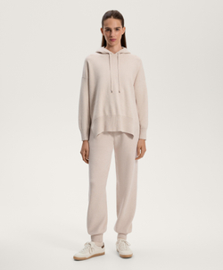 Oysho Длинный вязаный джемпер с капюшоном, каменный