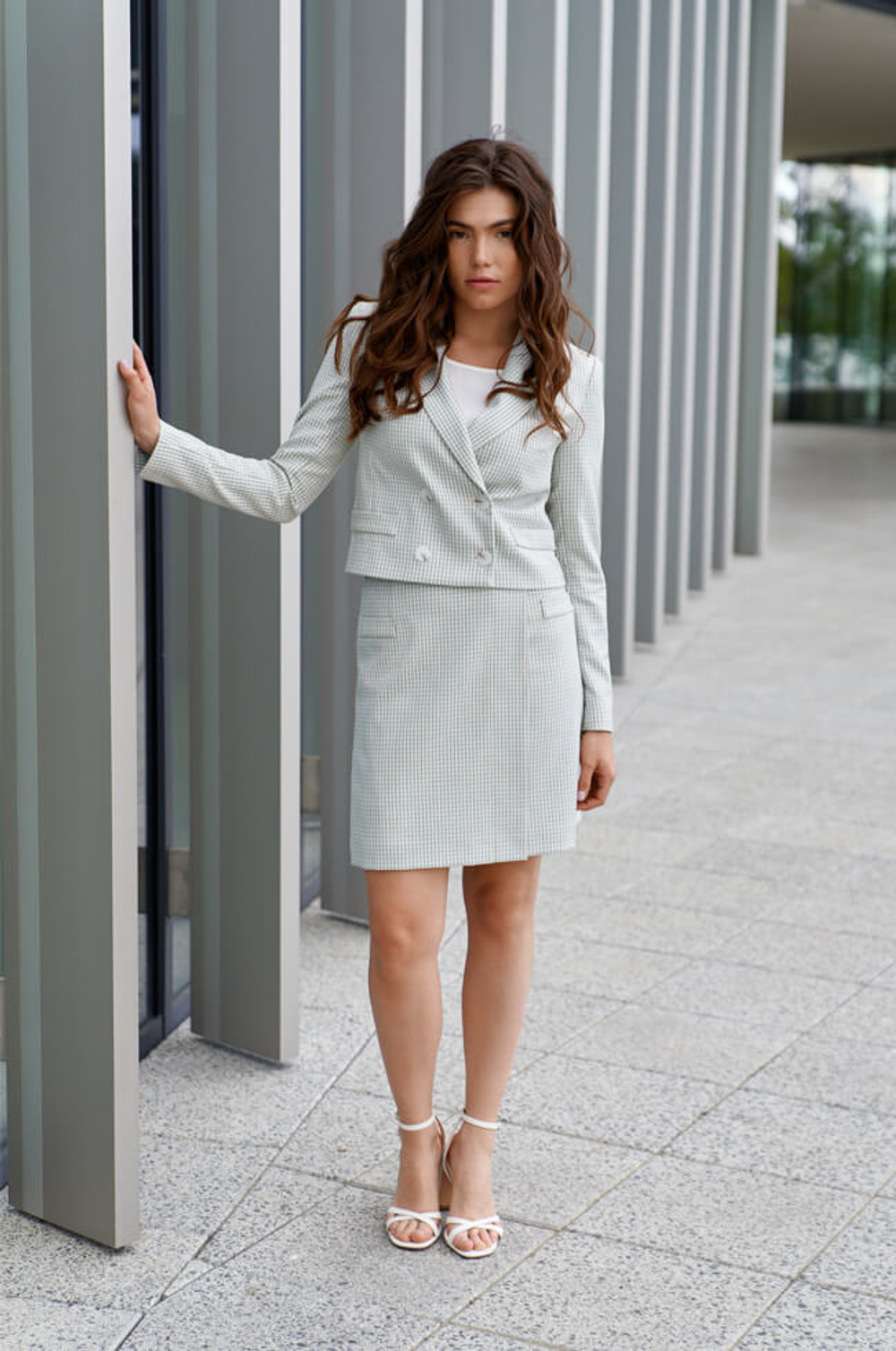 1823 Жакет женский (бирюзовая клетка)