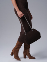 Замшевая сумка 31202 черный каштан велюр