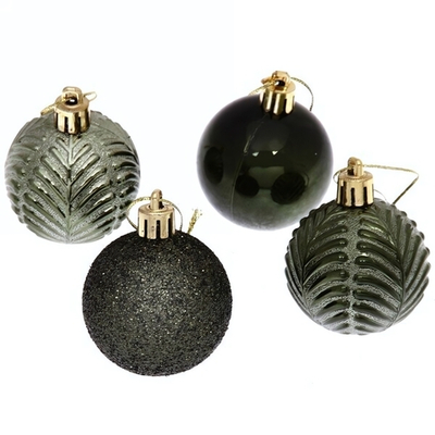 Новогодние шары 5 см (набор 4 шт) «Микс фактур», изумруд