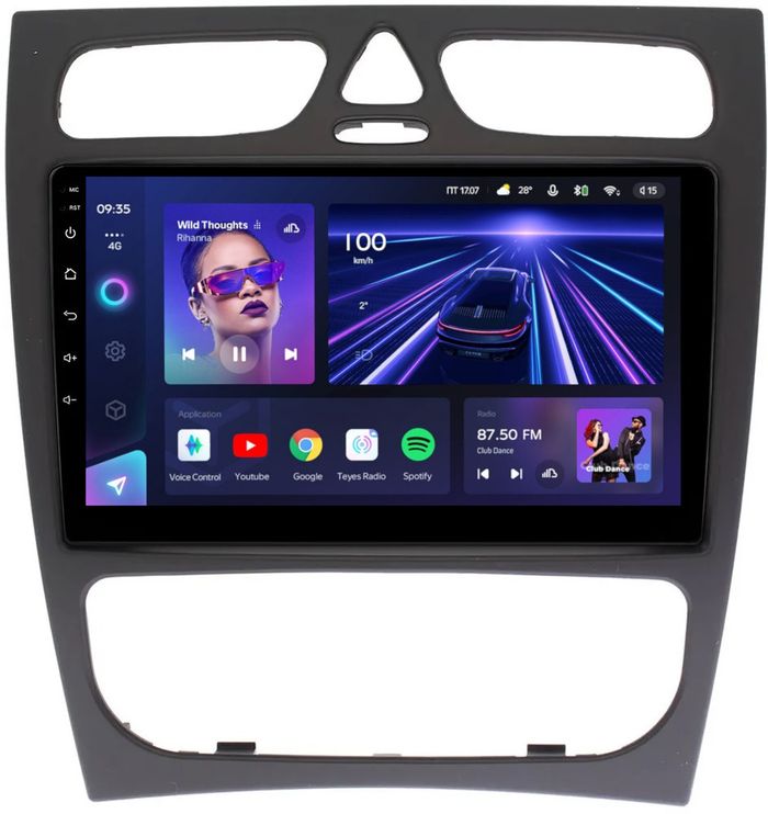 Магнитола для Mercedes-Benz G W463 2000-2006, C-класс W203 2000-2004 (рамка большая) - Teyes CC3 монитор 9" QLED на Android 10, Быстрая, CarPlay, 4G SIM-слот