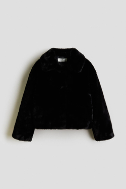 H&M Меховая куртка, черный