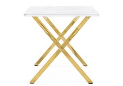 Керамический стол Селена 3 180х90х77 белый мрамор / золото