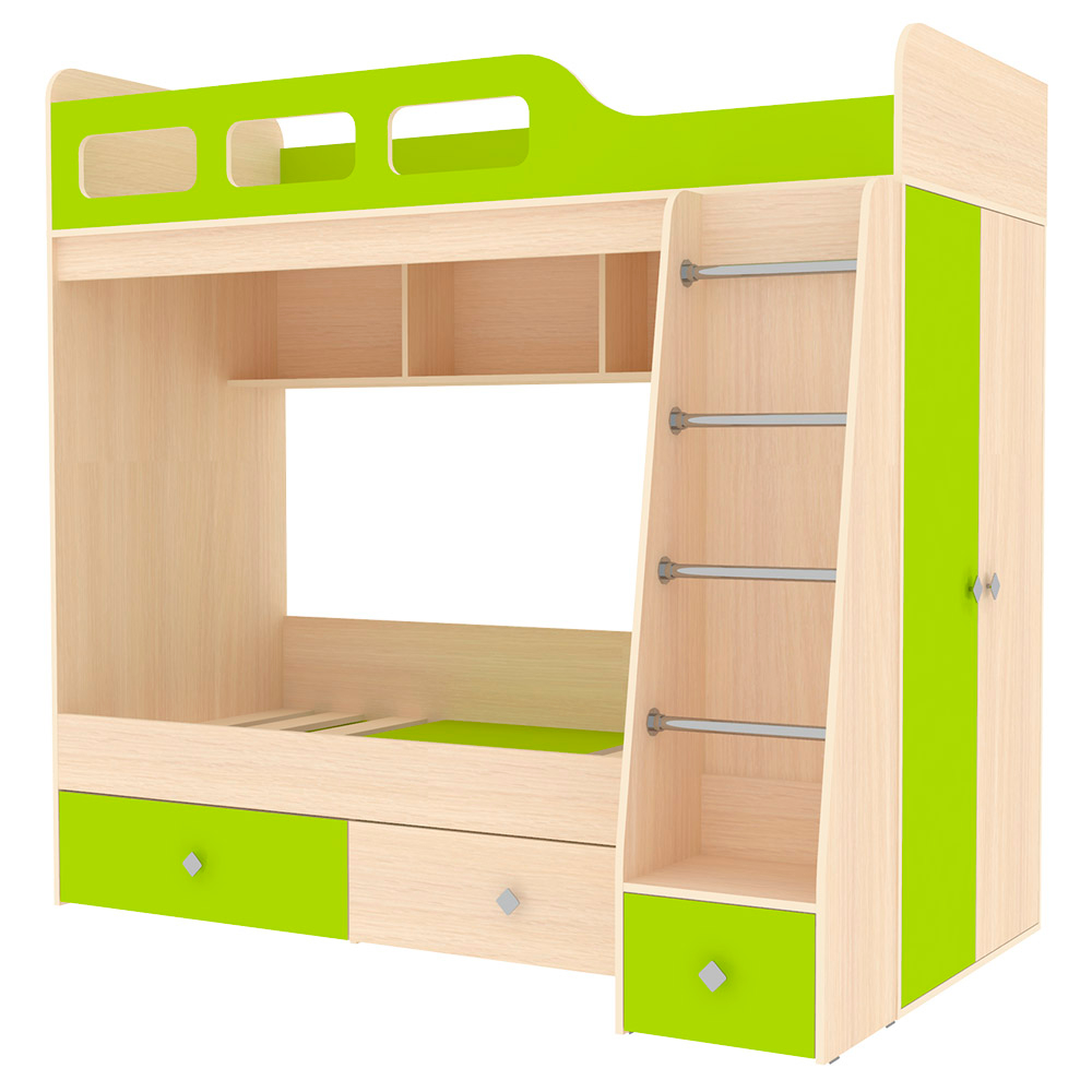 Двухъярусная кровать КарИВи Астра 3  Дуб Молочный Лайм