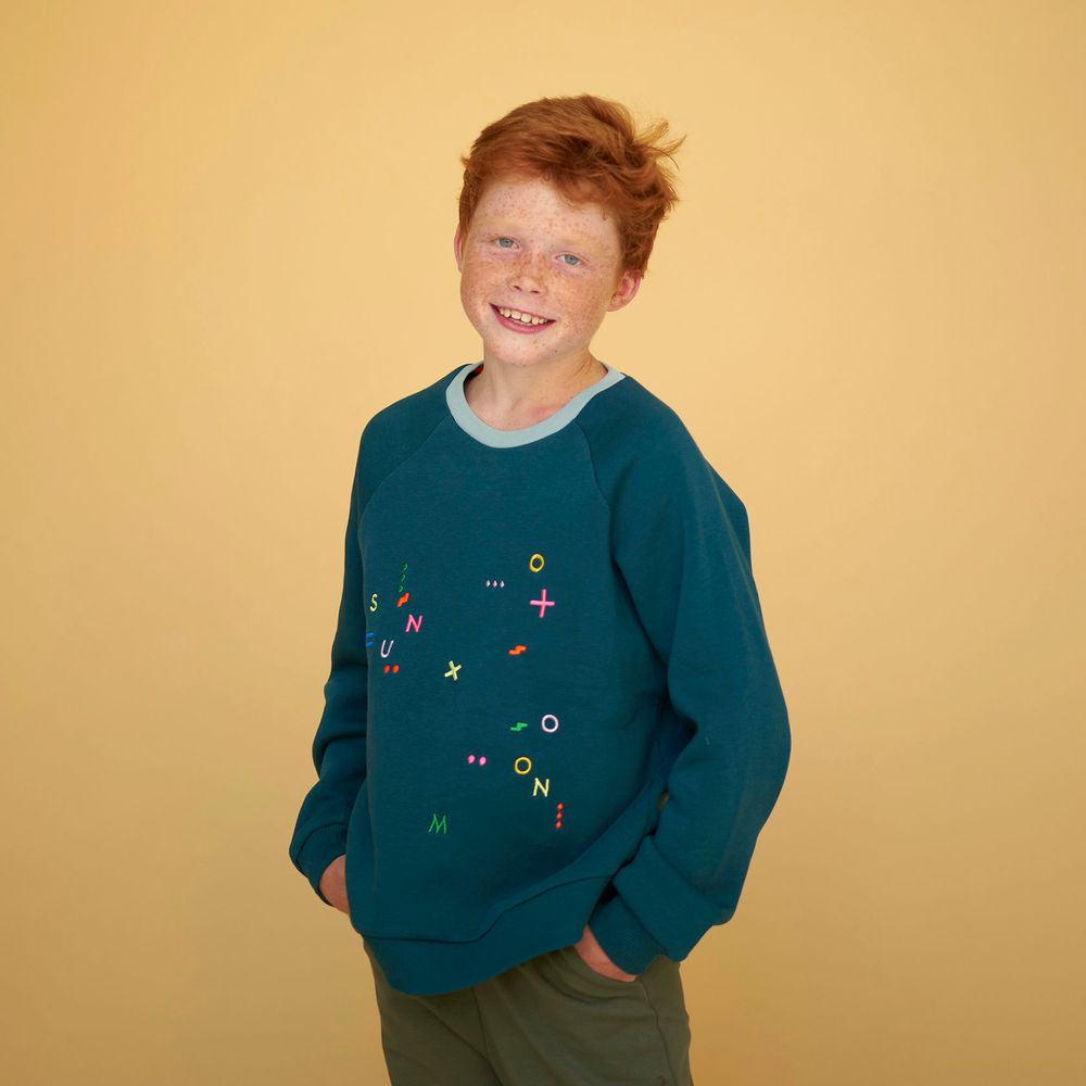 Свитшот сине-зеленого цвета "Конструктор"