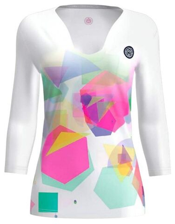 Женская теннисная футболка (dł. Рукава) Bidi Badu Kaleido V-Neck - белый