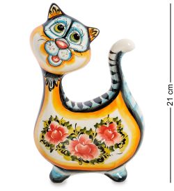 ГЛ- 515 Копилка «Кот-Ватрушка» цв. (Гжельский фарфор)