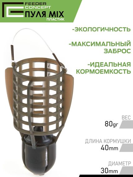 Набор пластиковых фидерных кормушек FC M1 ПУЛЯ 6шт. (коробочная версия)