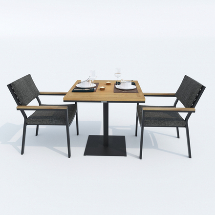 Стол обеденный Ideal Patio ТЕЛЛА алюминий, тик 80x80 см (1 ножка)