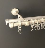 Карнизы кованые для штор d 16 двухрядные, цвет белое золото