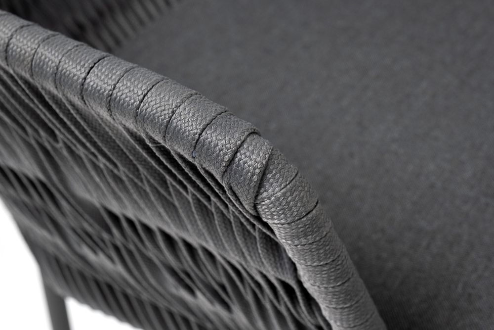 "Диего" обеденная группа на 4 персоны со стульями "Бордо" плетения колос, столешница "серый гранит"