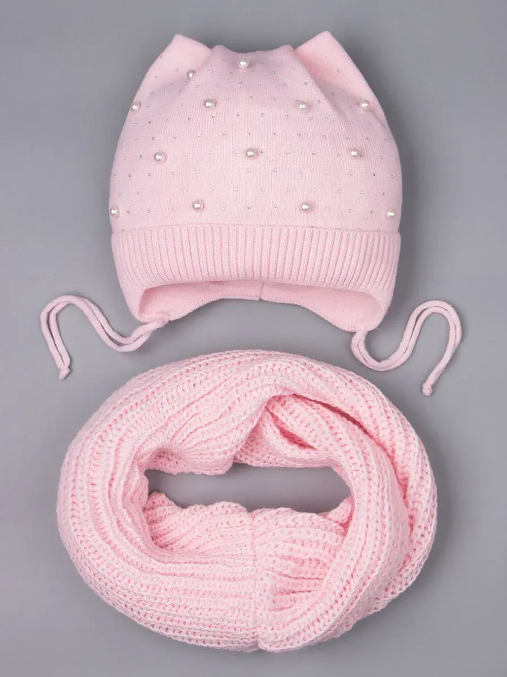 Шапка для девочки осенняя и снуд ушками